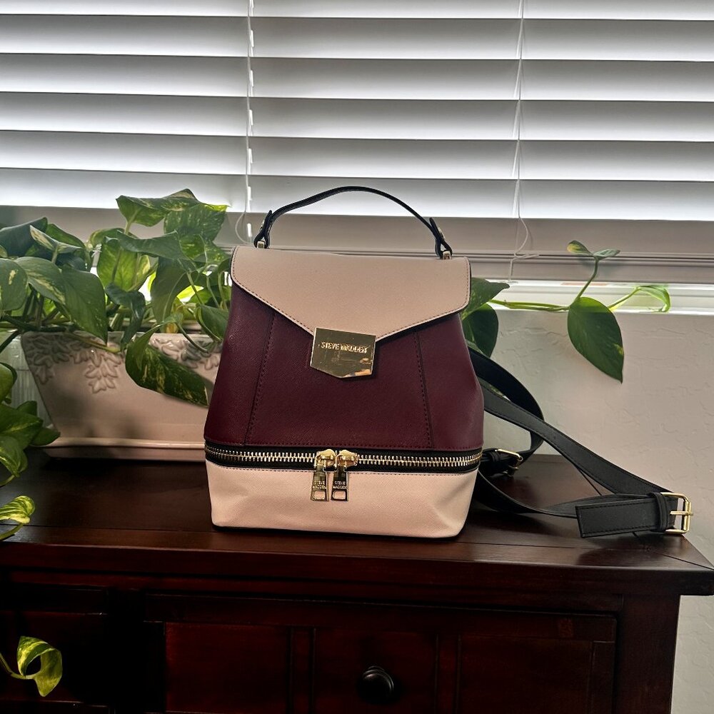 Steve Madden Wine/Cream Convertible Backpack/Purse